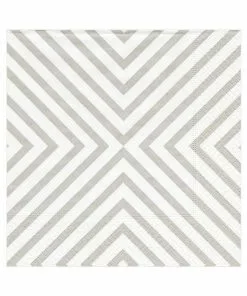 Caspari Gifts By Occasion CHEV PALE SILVER PAPER LUNCH NAPKIN